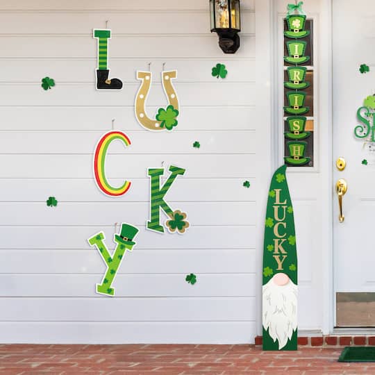 Glitzhome® Set of 5 St. Patrick's Metal "Lucky" Yard Stake